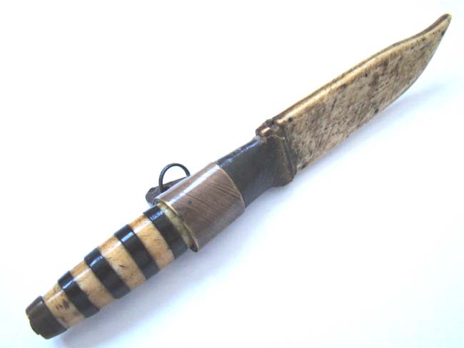 A rare 19th century Whaler's Knife with whalebone sheath circa 1850